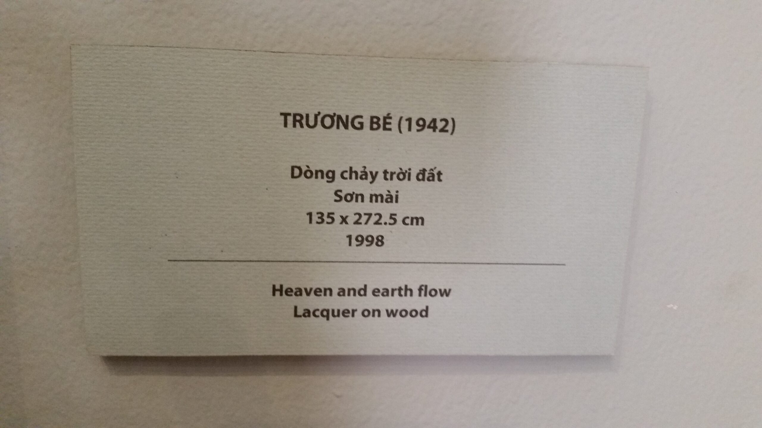 Art label for lacquer on wood painting.