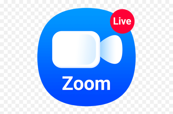 Zoom logo with live notification icon.